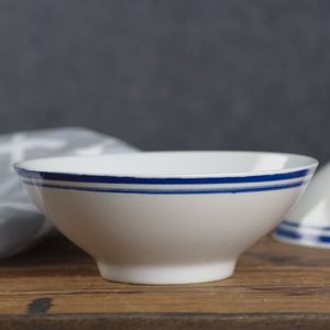 七十年代的碗复古餐具怀旧老式八大传统扣碗蓝边六寸饭粥碗汤碗