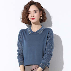 哥弟女装专柜正品2020秋新款娃娃领毛衣女宽松短款针织羊毛打底衫