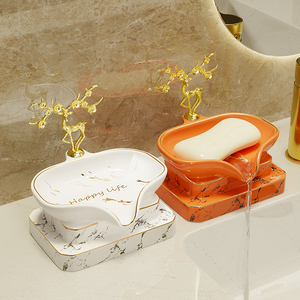 轻奢香皂盒肥皂盒沥水置物架摆件免打孔高档卫生间家用陶瓷肥皂碟