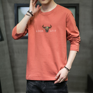 李宁国潮长袖t恤男2021春秋款高端休闲牛潮牌宽松舒适纯棉上衣服