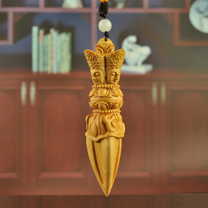 黄杨木雕金刚降魔杵手把件男士随身把玩实木工艺品文玩新中式挂件