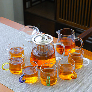 耐热玻璃茶具套装家用功夫茶杯高温茶壶透明简约客厅办公室泡茶壶