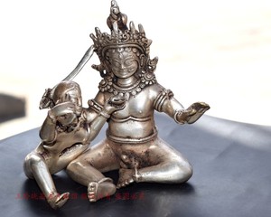 白铜藏密佛像密宗明王欢喜佛j铜佛像小摆件供奉佛像古玩铜器铜雕