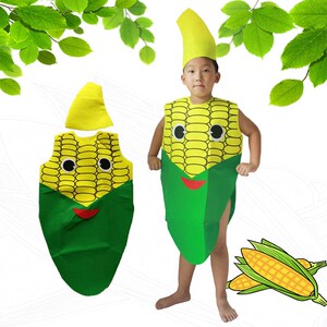 幼儿园儿童节环保时装秀无纺不织布玉米服儿童手工蔬菜服装演出服