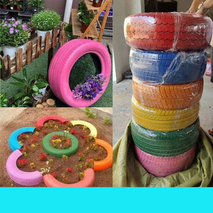 轮胎花盆废旧轮胎工艺品幼儿园轮胎装饰卡通造型花盆种花轮胎创意