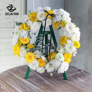 80tb4274667036淘宝清明节手提花篮塑料小花篮插花花圈扫墓菊花花束