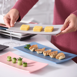 日式寿司盘长条形盘子菜盘家用创意陶瓷长条水果日料摆盘秋刀鱼盘