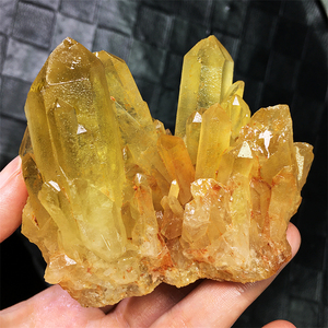 天然黄水晶柱摆件