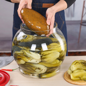 加厚泡菜坛子家用玻璃透明大号酸菜坛子大口咸菜罐东北辣白菜罐子