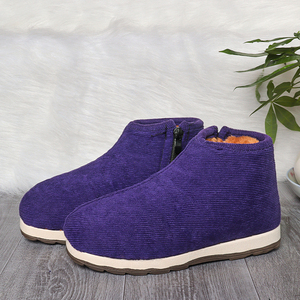 冬季中老年人奶奶手工保暖棉鞋女平底加绒加厚太太老人居家布棉鞋