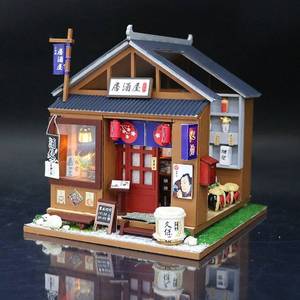 diy手工小屋一濑居酒屋日式风格迷你建筑模型屋小清新创意拼装品