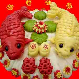 山东威海文登婚庆礼品盆馍馍胶东花饽饽乳山喜饼结婚用品永结同心