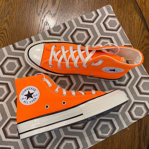 1970s匡威1970s经典三星标橙色高帮帆布鞋板鞋休闲鞋167700c
