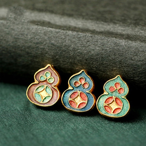 古法镀老金烧蓝花朵葫芦蝴蝶铜钱金鱼转运珠diy手串手链配件