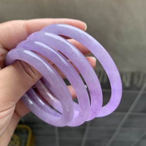 缅甸翡翠糯种满艳茄紫色紫罗兰细窄圆圈条富贵叮当女手环玉石镯子