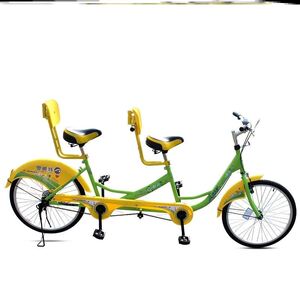 大人二人骑车骑行母子脚踏车山地车简约两轮双人自行车带人双座