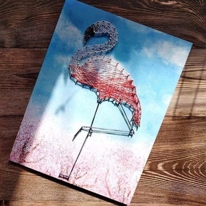 手工绕线画火烈鸟