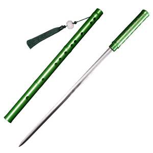 龙泉市泉字号宝剑竹叶青笛子剑萧剑古风武术剑演奏花纹钢剑未开刃