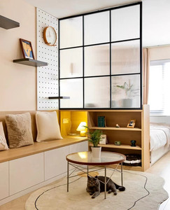 定制铁艺艺术长虹玻璃室内窗户隔断入户客厅格子玄关进门半墙屏风