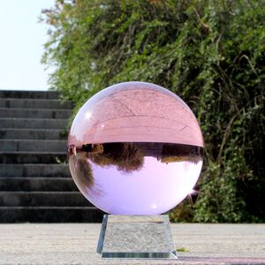 玻璃球装饰品客厅办公桌摆设家居粉色水晶球摆件透明圆球人造创意