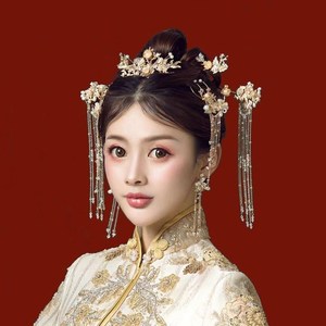 流苏造型古代凤冠霞帔汉服头饰步摇发冠新婚汉服中式高端女生气