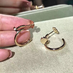 cartier/卡地亚钉子耳钉18k玫瑰金白金黄金无钻镶钻男女耳钉 戒指