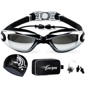 鼻塞泳镜女学生不漏水鼻夹透光收纳包泳镜游泳透明款连体耳塞女士