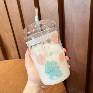 牛奶杯子女可爱网红奶茶学生水杯2020新款潮玻璃吸管杯ins风家用