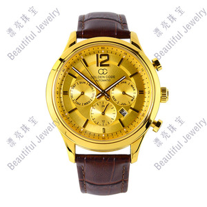 古昆金表三盘全自动机械男999足金腕表进口机芯防水黄金手表