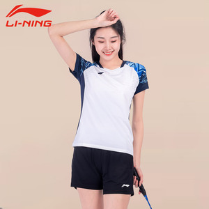 李宁羽毛球服女士短袖短裤裙子运动套装大赛速干专业训练网球队服