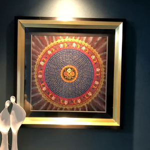 唐卡画框装裱西藏佛像黄财神绿度母六字真言扎基拉姆复古相框定做