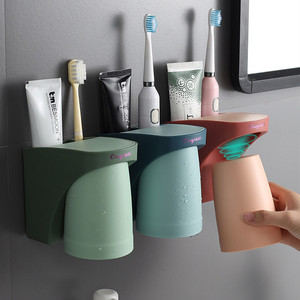 磁吸式牙刷置物架卫生间免打孔壁挂墙式牙杯漱口杯牙具收纳盒套装