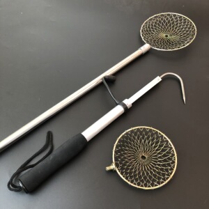 捞冰勺钓鱼装备冬钓抄网笊篱搭钩冰钓不锈钢刨冰鱼钩渔冰镩伸缩式