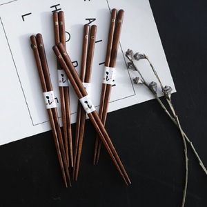 日式和风餐具家居厨房用品批发原创木筷字母5双/组简约实木筷子