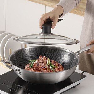 锅不抄莱大勺平底电池锅炉电磁炉专用上平底锅电磁炒锅可用电滋的
