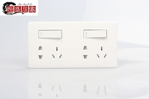 墙壁带开关面板二位厨房专用开关控制插座配合86盒g28e603