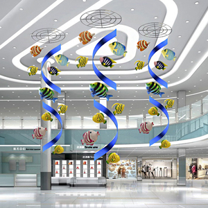 海洋主题夏季氛围装饰立体热带鱼群中空吊饰商场橱窗美陈展厅布置