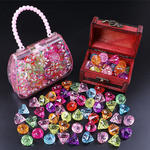 儿童仿水晶宝石玩具女孩塑料大珠子亚克力七彩色钻石可爱公主宝藏