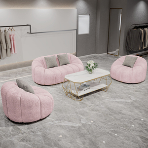 北欧服装店布艺沙发 现代美容院婚纱店铺休息区接待沙发茶几组合