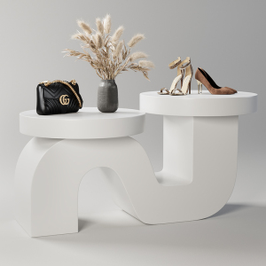 s曲线形状高低中岛展示台 服装店软装橱窗装饰落地艺术展台陈列