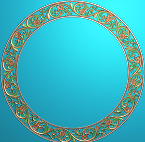 精雕图边框jdp边框边纹浮雕图bmp灰度图bk-323圆形洋花边框