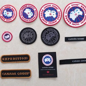 网红加拿大鹅标志魔术贴logo章臂刺i绣潮国产羽绒服外套圆手工