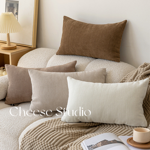 奶茶色腰枕简约北欧日式法式风卧室床头客厅亚麻沙发抱枕靠枕套