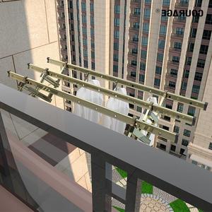 好太太阳台伸缩晾衣架栏杆窗外户外推拉式晒衣架折叠晾衣杆室外凉