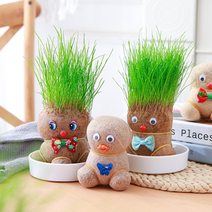 80275人付款淘宝草头娃娃可爱表情小盆栽办公室桌面摆件长草植物迷你