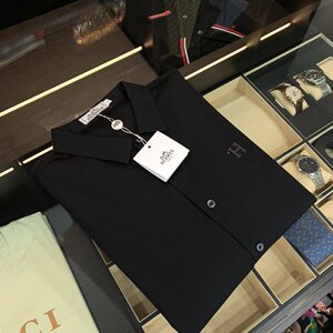 hermes 爱马仕20新款 男士长袖衬衫logo压胶烫钻休闲商务尖领衬衣