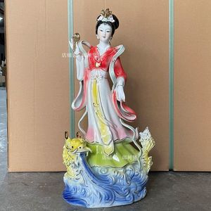 小龙女陶瓷神像18寸佛像摆件居家供奉龙王之女龙女神像凤凰女神像