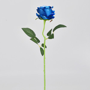 网红蓝玫瑰仿真花淡蓝色妖姬鲜花单支假的干花束1枝拍摄道具装饰