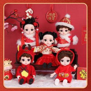 新年礼物套装古装芭巴比娃娃中国风儿童玩具红色喜庆春节眨眼娃娃
