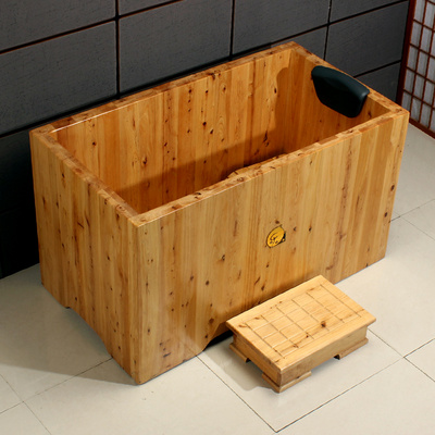 乐淘淘方形加厚实木大浴缸香柏木成人泡澡木桶沐浴桶木质洗澡浴盆